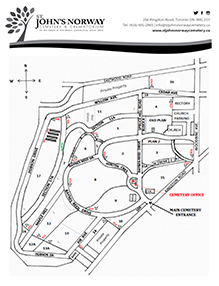 Map of St John's Norway Cemetery grounds