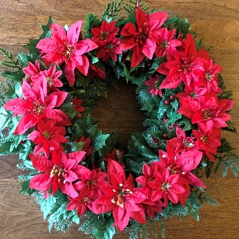 Christmas wreath with poinsettias